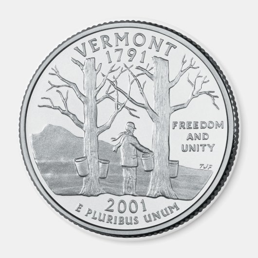 2001 Vermont State Quarter magneet (Voorkant)