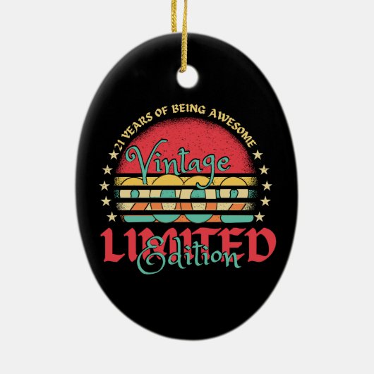  2002 Limited Edition 21 jaar oud 21st Keramisch Ornament (Achterkant)