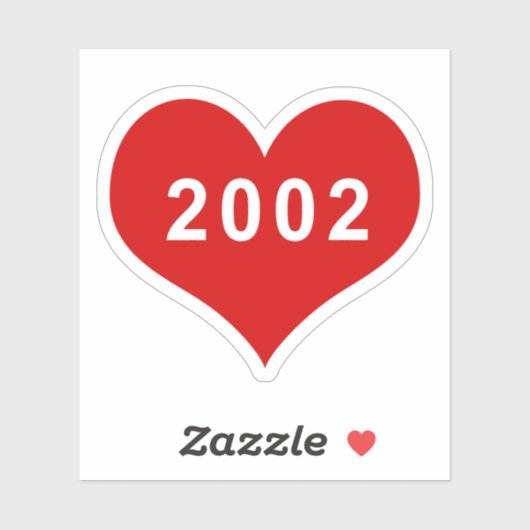 2002 Rood Hart Vinyl Sticker (Vel)