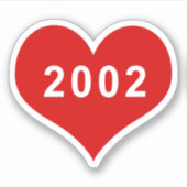 2002 Rood Hart Vinyl Sticker (Voorkant)