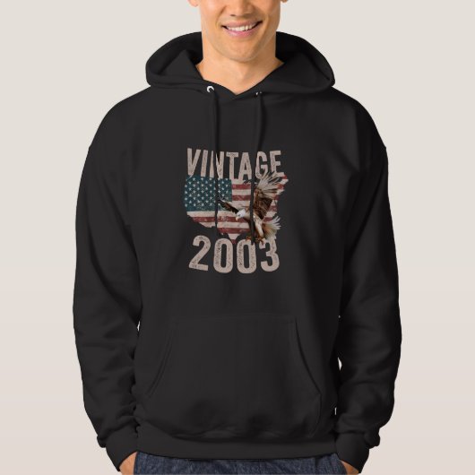 2003 Bald Eagle Amerikaanse Vlag Land Hoodie (Voorkant)