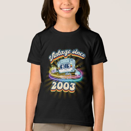  2003 Cassettebandje Retro 22e Verjaardag Tri-Blend Shirt (Voorkant)