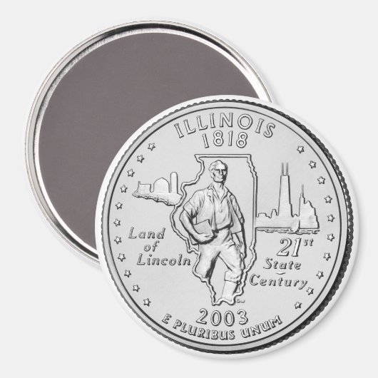 2003 Illinois State Quarter magneet (Voorkant / Achterkant)