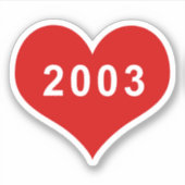 2003 Red Love Heart Vinyl Sticker (Voorkant)