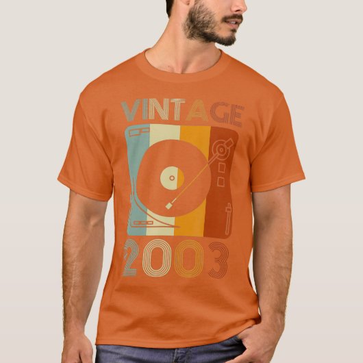 2003 Retro Record Player Verjaardag Vinyl T-shirt (Voorkant)