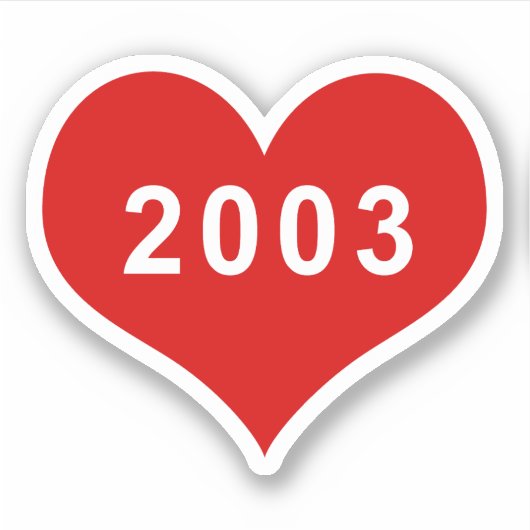 2003 Rood Hart Vinyl Sticker (Voorkant)