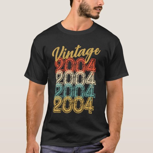 2004 Distressed 80's Retro 15e Verjaardag 1 T-shirt (Voorkant)