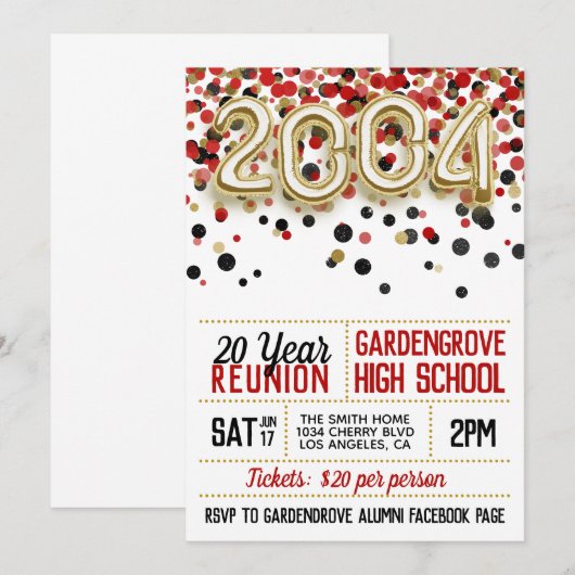 2004 High School College Reunion Uitnodiging (Voorkant / Achterkant)