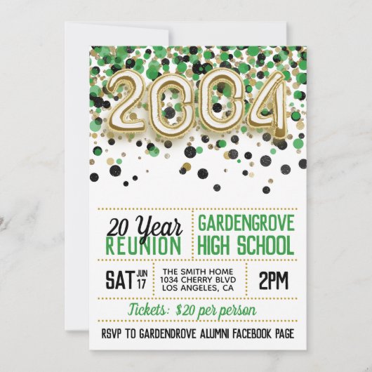 2004 High School College Reunion Uitnodiging (Voorkant)