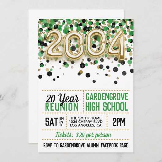 2004 High School College Reunion Uitnodiging (Voorkant / Achterkant)