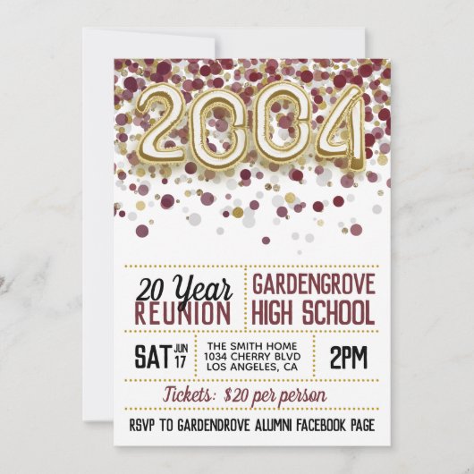 2004 High School College Reunion Uitnodiging (Voorkant)