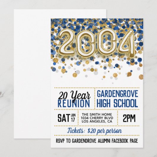 2004 High School College Reunion Uitnodiging (Voorkant / Achterkant)