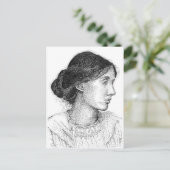 2004 Inkttekening van Virgina Woolf Briefkaart (Staand voorkant)