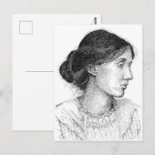 2004 Inkttekening van Virgina Woolf Briefkaart (Voorkant / Achterkant)