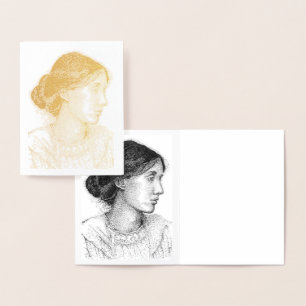 2004 Inkttekening van Virgina Woolf Gold Foil Folie Kaarten