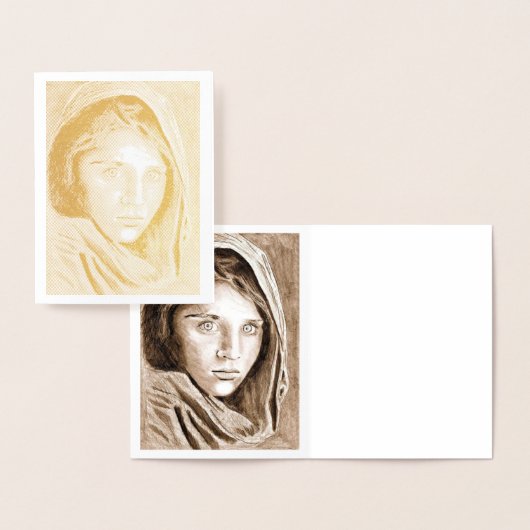 2004 Mijn eigen potloodtekening in goudfolie Folie Kaarten (Display)