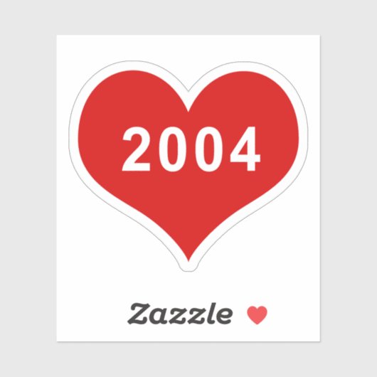 2004 Red Love Heart Vinyl Sticker (Vel)