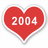 2004 Red Love Heart Vinyl Sticker (Voorkant)