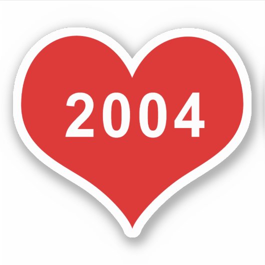 2004 Rood Hart Vinyl Sticker (Voorkant)