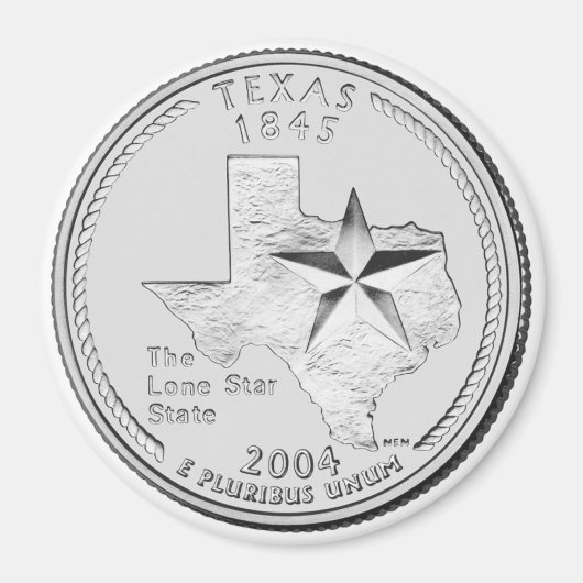 2004 Texas State Quarter magneet (Voorkant)