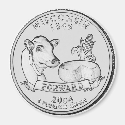2004 Wisconsin State Quarter magneet (Voorkant)
