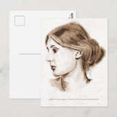 2004 Zachte potloodtekening: Virgina Woolf Briefkaart (Voorkant / Achterkant)