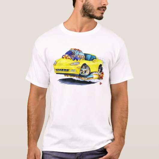 2005-10 Corvette gele auto T-shirt (Voorkant)