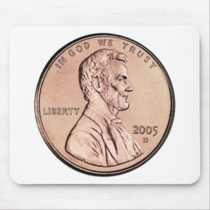 2005 Lincoln Memorial 1 cent kopergeld Muismat