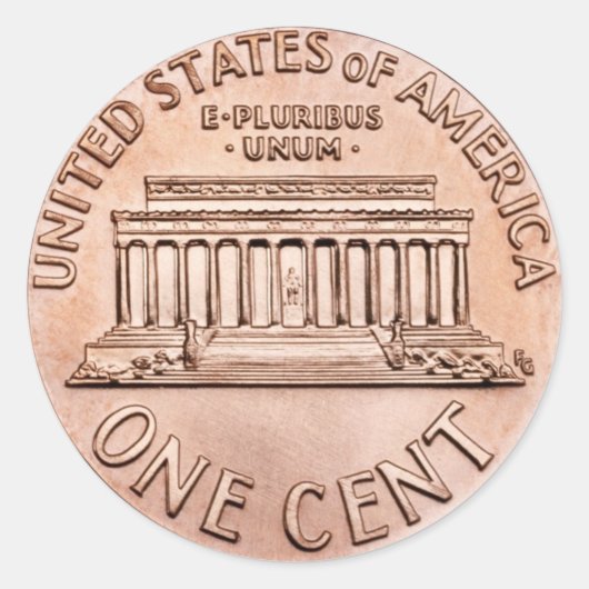 2005 Lincoln Memorial 1 cent kopergeld Ronde Sticker (Voorkant)