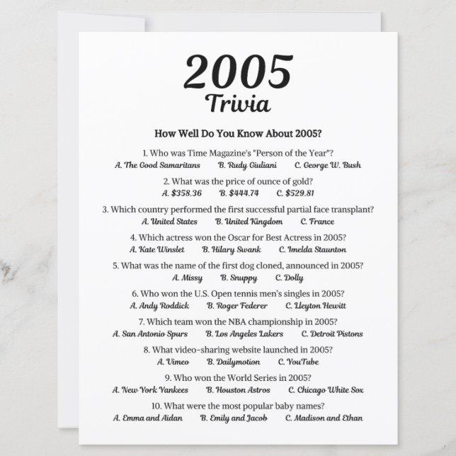 2005 Trivia spel (Voorkant)