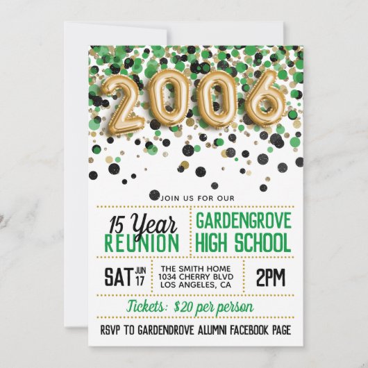 2006 High School College Reünie Kaart (Voorkant)