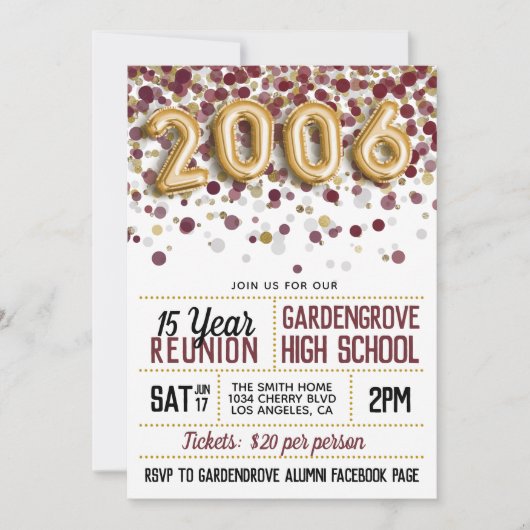 2006 High School College Reünie Kaart (Voorkant)