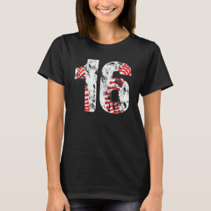 2007 16e verjaardag nummer 16 jaar oud honkbal t-shirt