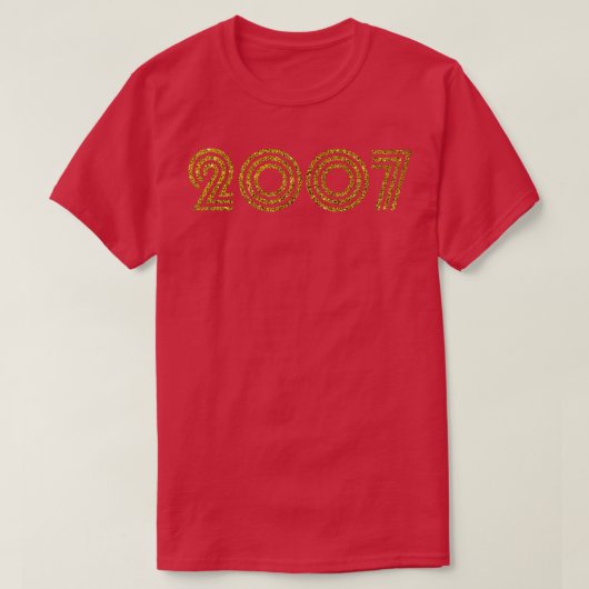 2007 Geboortejaar Glitter Effect T-shirt (Design voorkant)