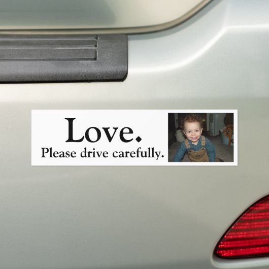 20080303OverallsSmile, Love...rijd alsjeblieft zor Bumpersticker (Op auto)