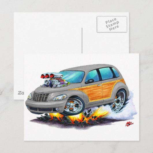 2008-10 PT Cruiser Grey Woodie Briefkaart (Voorkant / Achterkant)