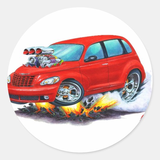 2008-10 PT Cruiser Red Car Ronde Sticker (Voorkant)