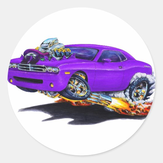 2008-2010 Challenger Paarse car Ronde Sticker (Voorkant)