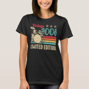 2008 Drummer Retro 14th Birthday Drums T-shirt