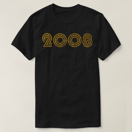 2008 Geboortejaar Glitter Effect T-shirt (Design voorkant)