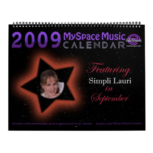 2009 MYSPACE MUZIEK CALENDAR met SIMPLI LAURI Kalender (Hoes)