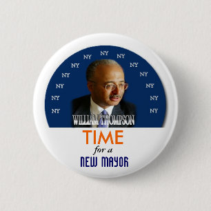 2009 NY Mayor William Thompson pin Ronde Button 5,7 Cm