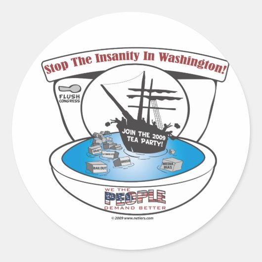 2009 Tea Party Ronde Sticker (Voorkant)