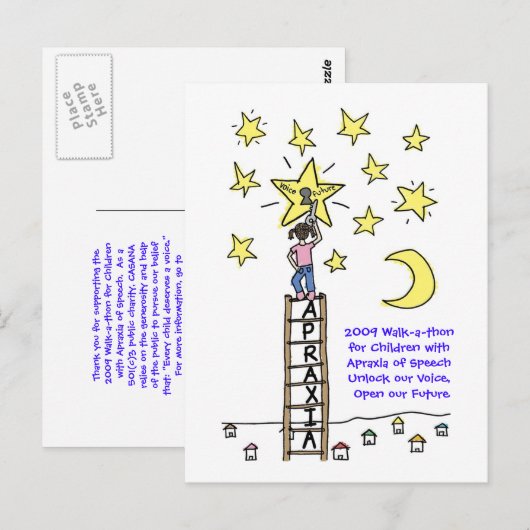 2009 Wandeling voor kinderen met Apraxia of Speech Briefkaart (Voorkant / Achterkant)