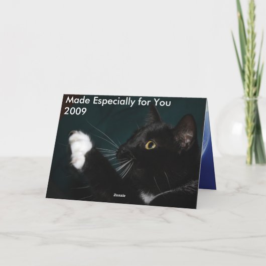 2009HolidayCupcakeCatsSnowglobeFlat Feestdagen Kaart (Achterkant)