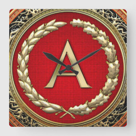 [200] "A" Gold  Monogram Vierkante Klok