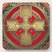 [200] Ancient Celtic Sacred Gold Knot Cross Bier Onderzetter (Voorkant)