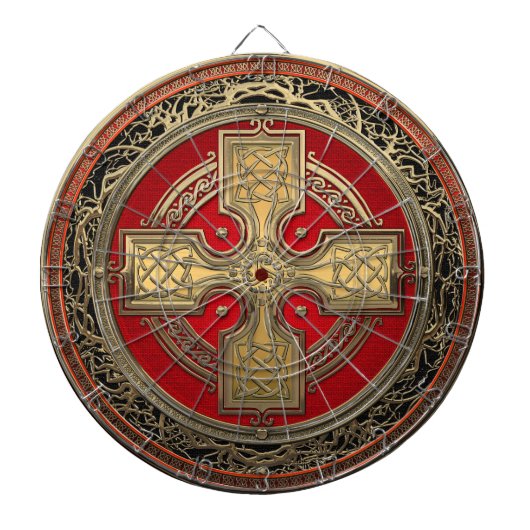 [200] Ancient Celtic Sacred Gold Knot Cross Dartbord (Voorkant)