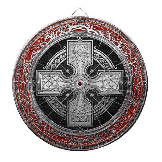 [200] Ancient Celtic Sacred Silver Knot Cross Dartbord (Voorkant)