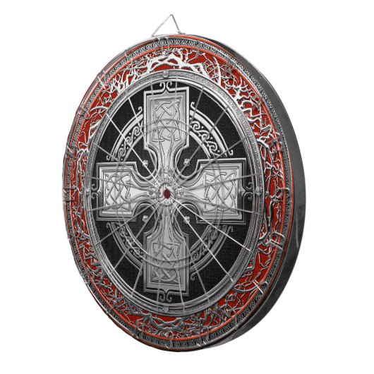 [200] Ancient Celtic Sacred Silver Knot Cross Dartbord (Voorkant Rechts)